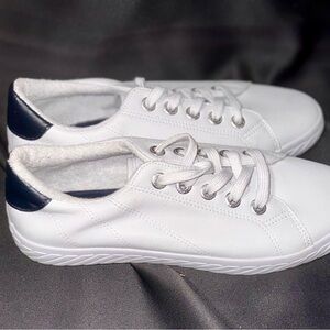 White and Navy Women's Sneakers